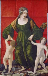 Hasdrubalin vaimo ja hänen lapsensa, n. 1490-3 (tempera poppelitaululla)