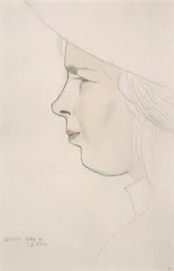 Taiteilijan sisaren Gladys Laughtonin muotokuva, 8. elokuuta 1909 (lyijykynä ja värillinen pesu)