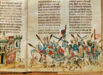 Ratsumiehet Bysantin keisari Herakleiosin komennossa, noin 1350-1350 (valaistus pergamentille).