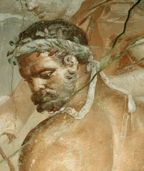 Herakles löytää poikansa Telephoksen Arkadiasta Yksityiskohta: Herakleen pää.