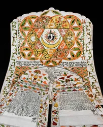 Ketuba, juutalainen avioehtosopimus, Egyptistä (muste pergamentilla).
