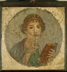 Sappho, ihannoitu muotokuva nuoresta tytöstä, joka esiintyy runoilijattarena.