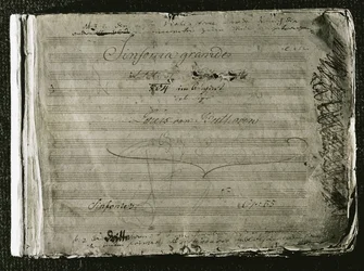 Beethovenin kolmannen sinfonian "Eroica" nimiölehti (kuva), Gesellschaft der Musikfreunde, Wien, Itävalta (phtoto).