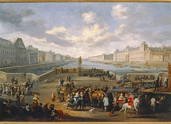 Näkymä Pariisista ja Louvresta Pont Henri IV:ltä ...
