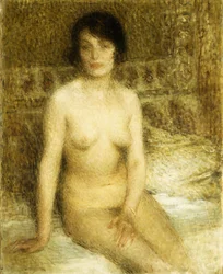 Istuva alastonhahmo
