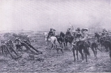 Prinssi Rupert Marstonin taistelussa, 2. heinäkuuta 1644, kuva brittiläisistä taisteluista maalla ja merellä, 1915
