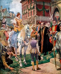 Kuningatar Elisabet avaa kuninkaallisen pörssin vuonna 1570, c1920.