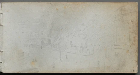 Luonnoskirja, sivu 01: Street Scene, 1905-10.