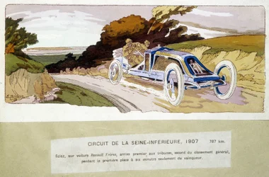 Circuit de la Seine-Inèrieure, Szisz autolla Renault Frères, tuli katsomossa ensimmäiseksi, toiseksi yleisluokituksessa, menettäen 1. sijan vain kuuden minuutin päässä voittajasta