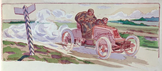 Henri Fournier Morsissaan Pariisi-Berliini-rallissa vuonna 1901, noin 1910