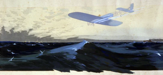 Louis Bleriot: Englannin kanaalin ensimmäinen lentolento, n. 1920 (kuva)