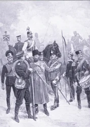 Venäläisten sotilaiden tyypit, kuvitus: Cassells History of the Russian-Japanese War, Vol 1, n. 1900