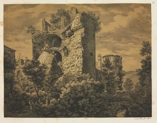 Kuusi näkymää Heidelbergin linnaan: Tower, 1820.
