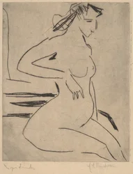 Nainen alastonistuva, 1909.