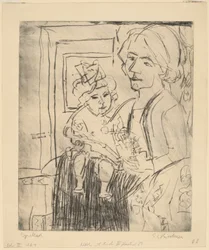 Nuori nainen lapsen kanssa, 1923.