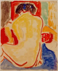 Keltainen nude takaapäin