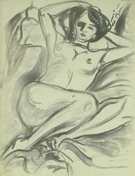 Makaava alastonkuva (Isabella), 1906 (hiili paperille)