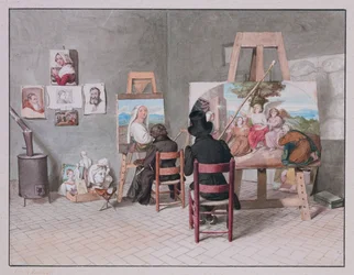 Bernhard Neher ja Erwin Speckter studiossaan Roomassa, kuvaaja Erwin Speckter.