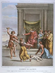 Salomon tuomio, kuvitus katekismuksesta, n. 1860