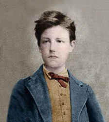 Arthur Rimbaudin (1859 - 1891) muotokuva Carjatin valokuvan perusteella.
