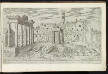 Forum Romanum Roomassa Bouwwerken uit de oudheid (sarjan nimi) Muinaisen Rooman jäännökset keräsivät ja kuvasivat perspektiivissä Stefano Du Perac Parisino (sarjan nimi esineessä)