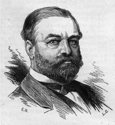 Ranskalaisen poliitikon Adolphe Cocheryn (1819-1900) muotokuva. Bocourin kaiverrus "" Le Monde Illustré" -julkaisussa nro 1287, 26. marraskuuta