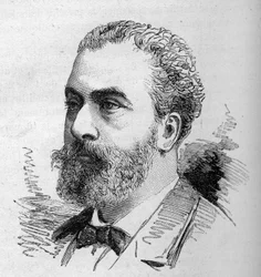 David Raynalin (1840-1903), englantilaisen poliitikon muotokuva. Bocourin kaiverrus "" Le Monde Illustré" -julkaisussa nro 1287, 26. marraskuuta