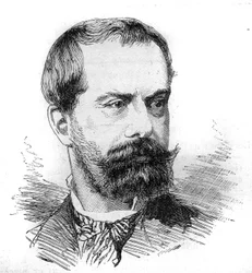 Muotokuva Paul Devesistä (1837-1889), ranskalainen lakimies ja poliitikko. Bocourin kaiverrus "" Le Monde Illustré" -julkaisussa nro 1287, 26. marraskuuta