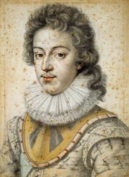 Ludvig XIII:n muotokuva on 21-vuotias (1601 - 1643). Etienne Dumonstier II:n (1520-1603) maalaus