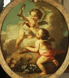 Allegoria rakkaudesta - Putti disportoi maisemassa,