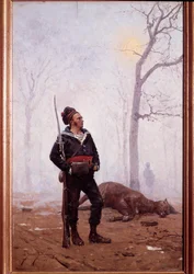 Merijalkaväen sotilas vuonna 1876 Etienne Berne Bellecourin (1838-1910) maalaus
