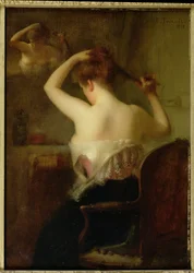 Nainen järjestelee hiuksiaan, 1903