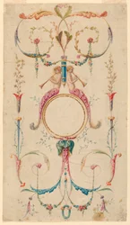 Piirustus, paneelin koristelu, n. 1780