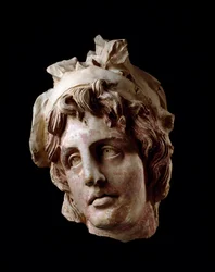 Etruskien sivilisaatio: Amazonin naisellinen pää. 2. vuosisadalla eaa. Lähettäjä Arezzo Dim. 18 cm Arezzo, Museo Archeologico G.Clinio Mecenate, inv. 87674