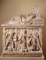 Cierary Urn, 2. vuosisadalla eKr. (terrakotta monivärisellä värillä)