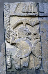 Etruskisoturi Tarquinian kansallismuseon sarkofagissa.