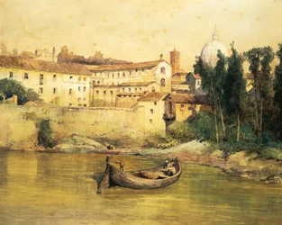 Italia, Rooma, vanha Santo Spirito -sairaala Sassiassa (Saxia), kirjoittanut Ettore Roesler Franz