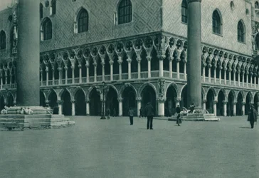 Doges-palatsin kulma Piazzetta di San Marcolla, Venetsia, Italia, 1927