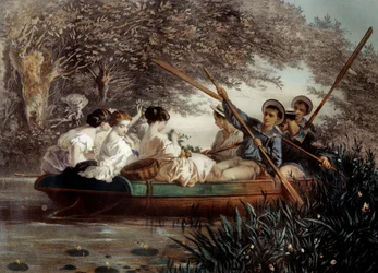 Veneretki Litografia Eugene Guerard (1821-1866) 1800-luvun yksityinen kokoelma