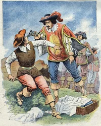 Kuvitus elokuvaan "Les Trois Mousquetaires" (Kolme muskettisoturia).
