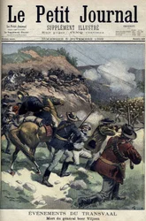 Etelä-Afrikka - Buurien sota. Kenraali Boer Viljoen kuoli. Piirustus Damblancista. Le Petite Journal, 5. marraskuuta