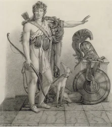 Hippolytus, 1832, paroni Pierre Narcisse Guerinin (1774-1833) maalauksen mukaan (hiili paperille)