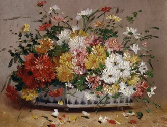Ruukku kesäkukkia (päivänkakkaroita). Eugene Henri Cauchois
