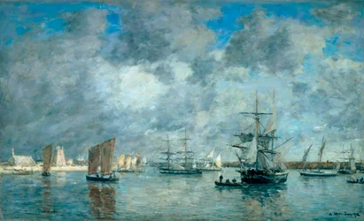 Camaret-sur-Merin satama (Camaret-sur-Mer). Eugene Boudinin (1824-1898) maalaus