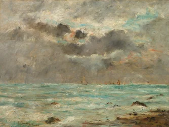 Trouvillen rannikko, noin 1865-1900 (öljy kankaalle)