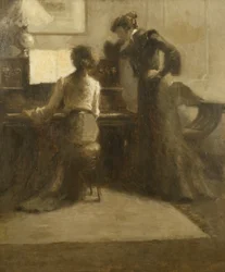 Pianisti, n. 1900 (öljy paperille asetettu kankaalle)