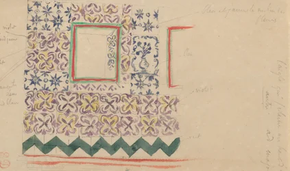 Espanjalaisilla laatoilla koristeltu seinä, 1832.