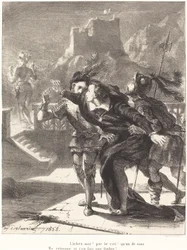 Hamlet haluaa seurata isänsä haamua, näytös I, kohtaus IV, 1835.