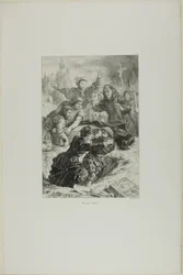 Hamlet ja Laertes Ofelian haudalla, laatta 15 Hamletista.