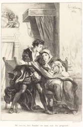 Hamlet ja kuningatar III näytös, kohtaus IV, 1834.